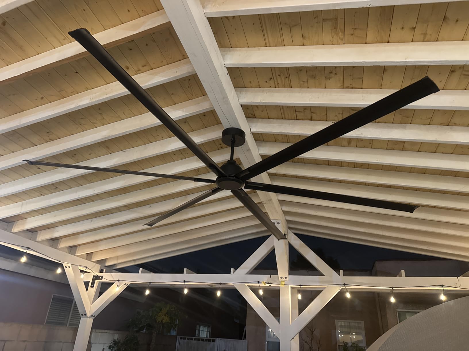 120 Inch Large Ceiling Fan, HVLS Commercial Fan with DC Reversible Motor, 6-Speed Industrial Fans Heavy Duty, Aluminum Blades, Timer, 10/20/40 Inch Downrods for Shop/Gym/Warehouse/Barn (120 inch) customer photo 1