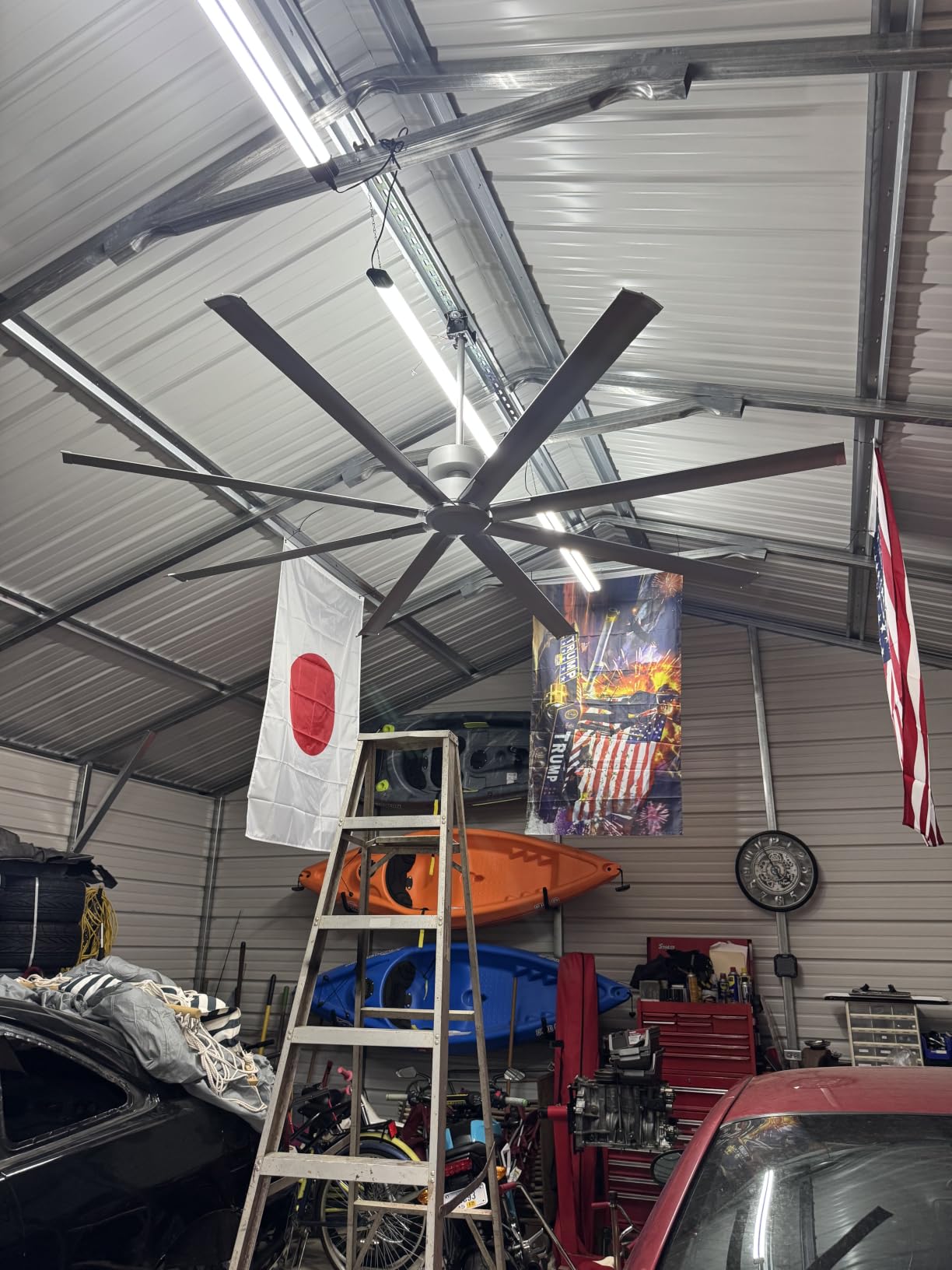 120 Inch Large Ceiling Fan, HVLS Commercial Fan with DC Reversible Motor, 6-Speed Industrial Fans Heavy Duty, Aluminum Blades, Timer, 10/20/40 Inch Downrods for Shop/Gym/Warehouse/Barn (120 inch) customer photo 2