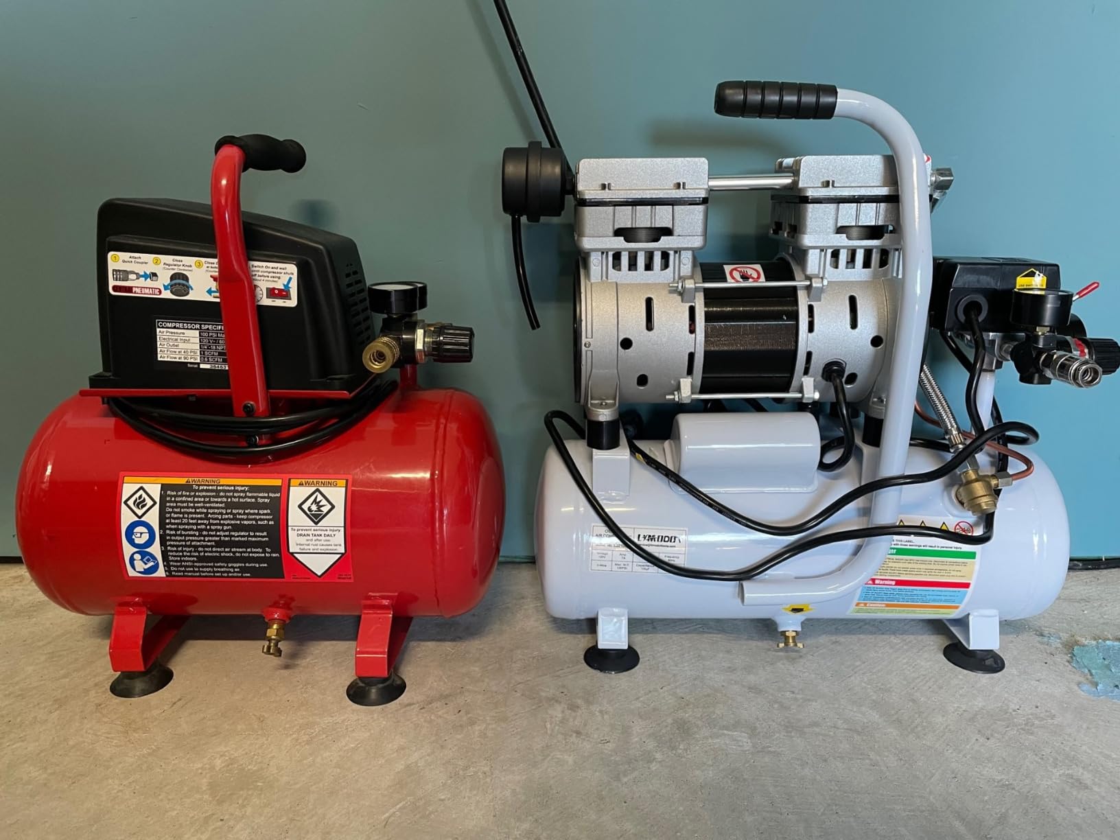 Quiet Oil-Free Air Compressor, 68 dB, 2.8 CFM @ 90 PSI, 8 Gallon Air Tank customer photo 1