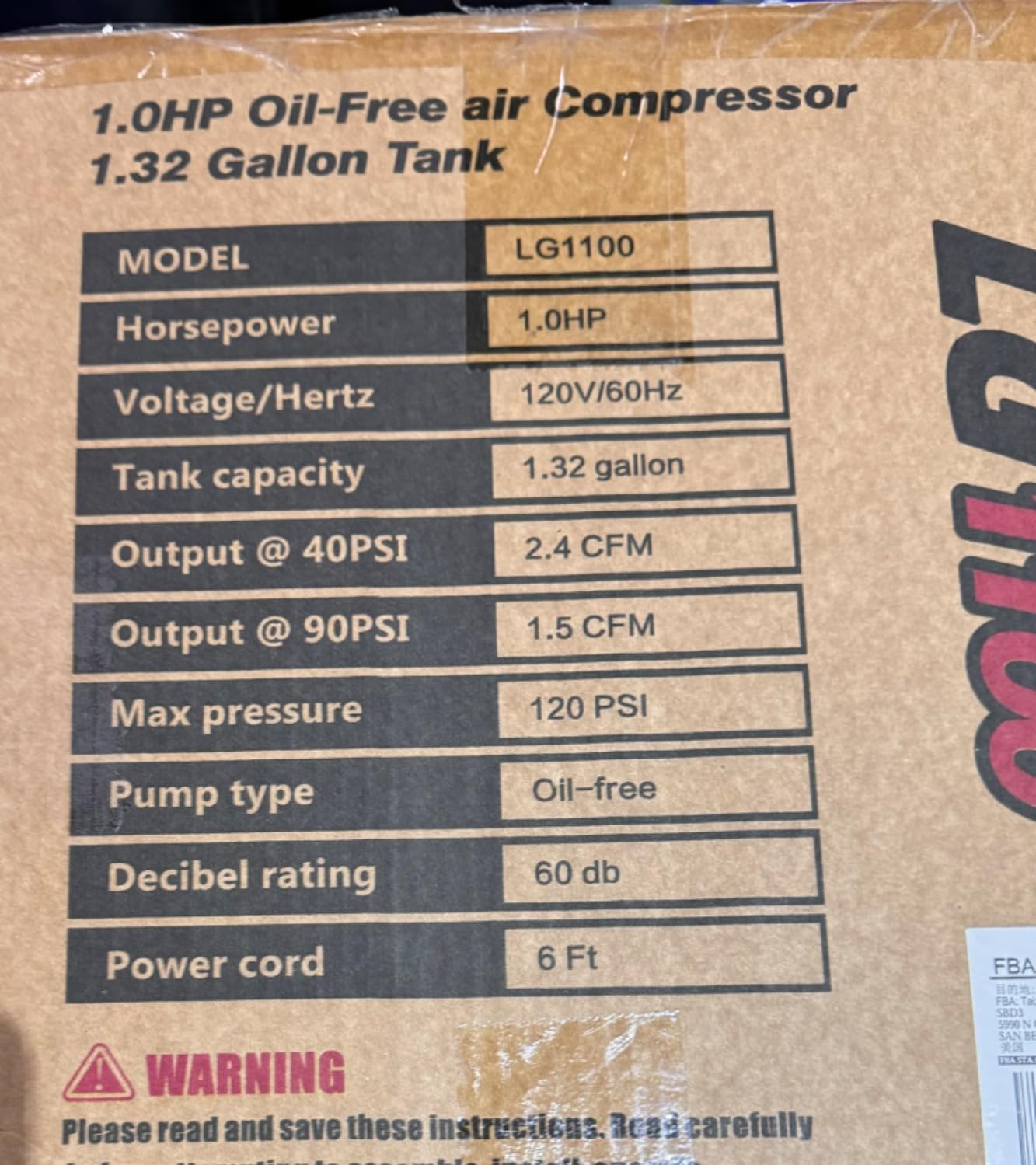 Quiet Oil-Free Air Compressor, 68 dB, 2.8 CFM @ 90 PSI, 8 Gallon Air Tank customer photo 2