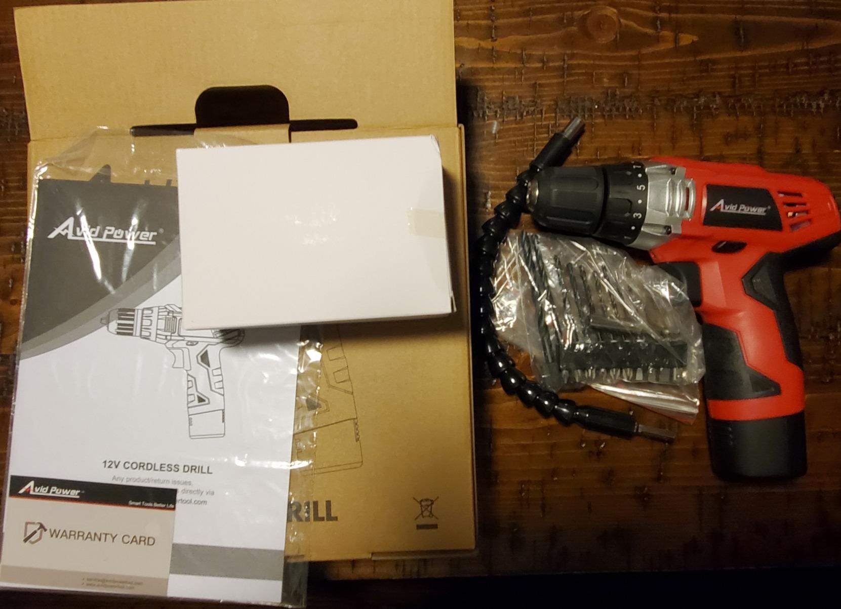 AVID POWER 12V Cordless Drill Set 3/8