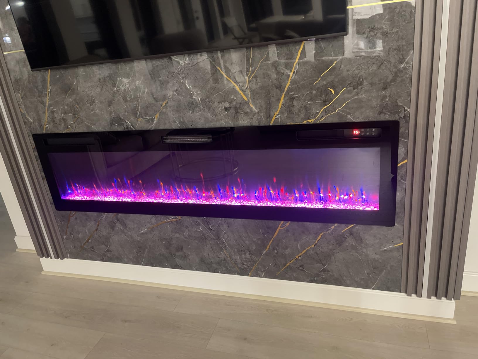 Zionheat 72 inch Wide Screen Electric Fireplace-Wall Fireplace for Living Room-Fireplace Inserts/Wall Mounted with Remote Control, Timer, Dimmer, 12 Flame Colors, 750/1500W customer photo 1