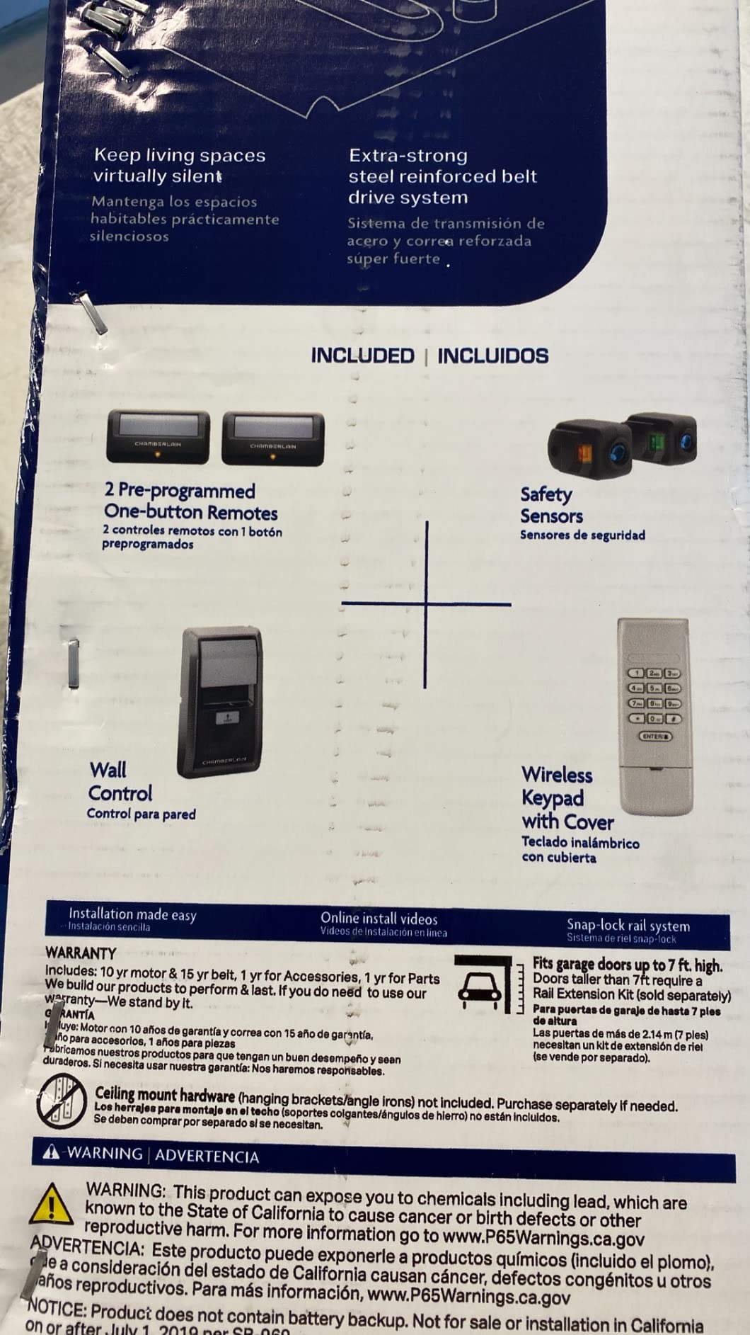 Chamberlain Belt Drive myQ Garage Door Opener, 3/4HP w/Fixed Camera | Ultra quiet belt drive, smart garage myQ integration, Includes: 2 remotes, wall control, battery backup & safety sensors customer photo 2