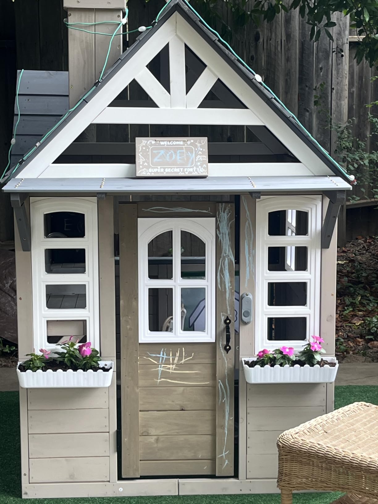 Kids Outdoor Playhouse with Play Kitchen, Ages 3-8, Fits 2-4 Kids customer photo 1