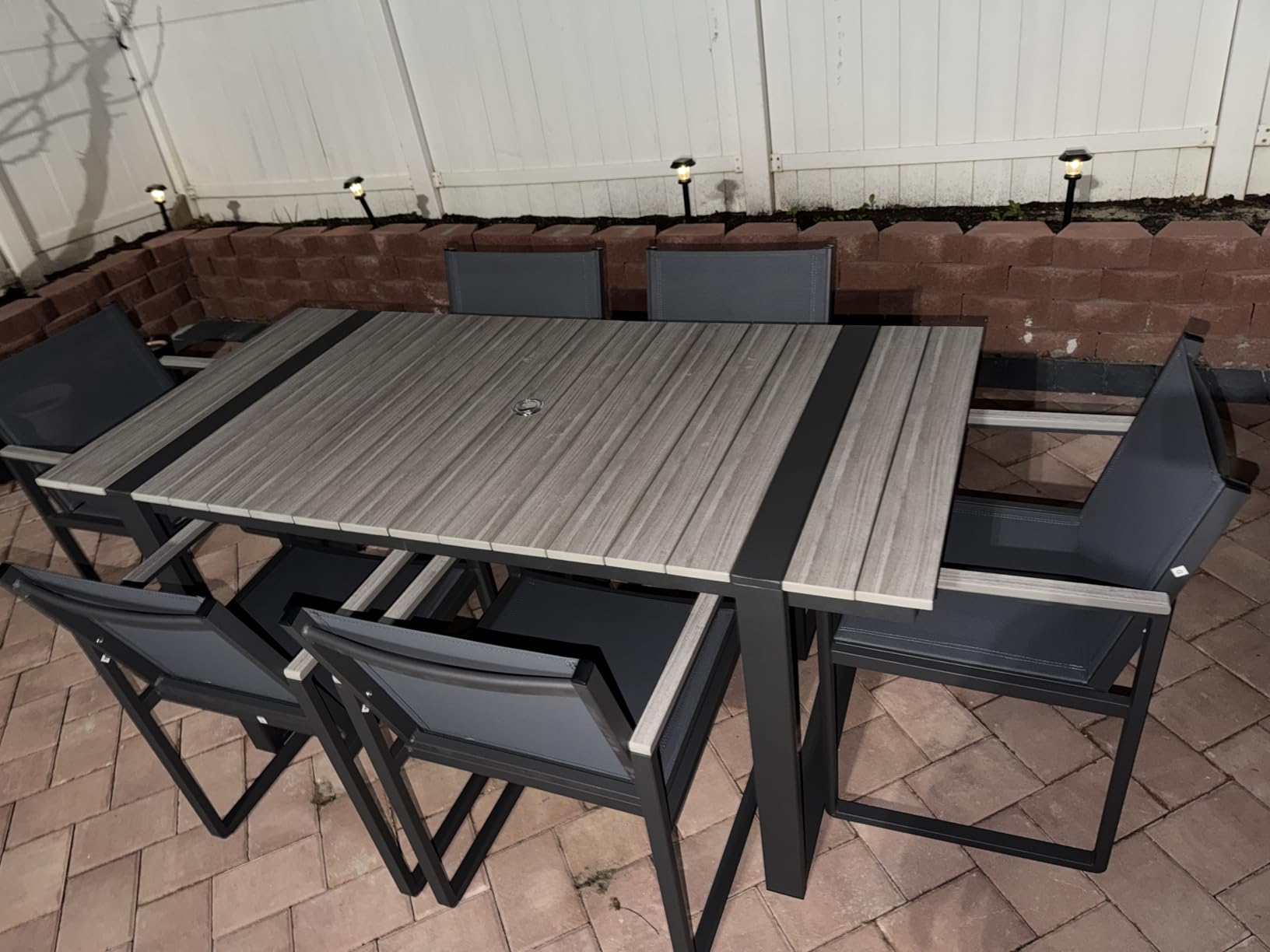 Full Grounded Outdoor Dining Set, Aluminum Patio Table and Chairs customer photo 1