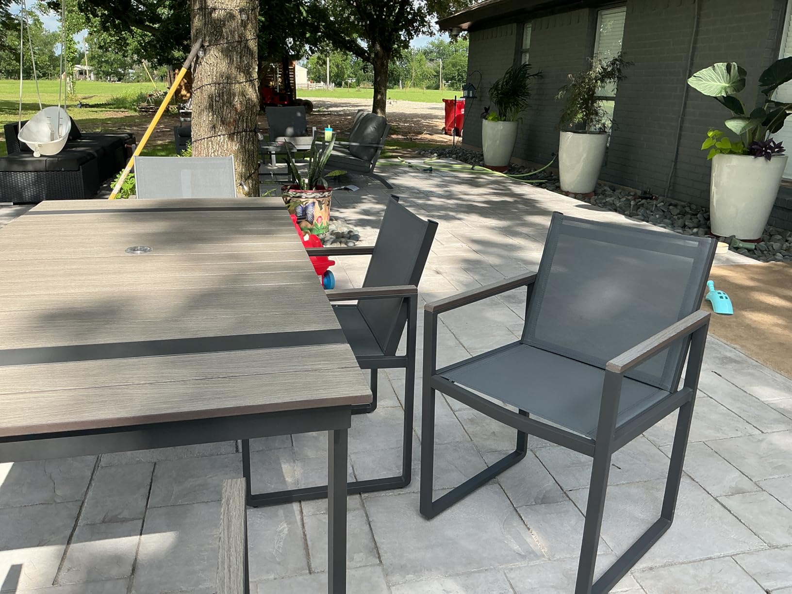 Full Grounded Outdoor Dining Set, Aluminum Patio Table and Chairs customer photo 2