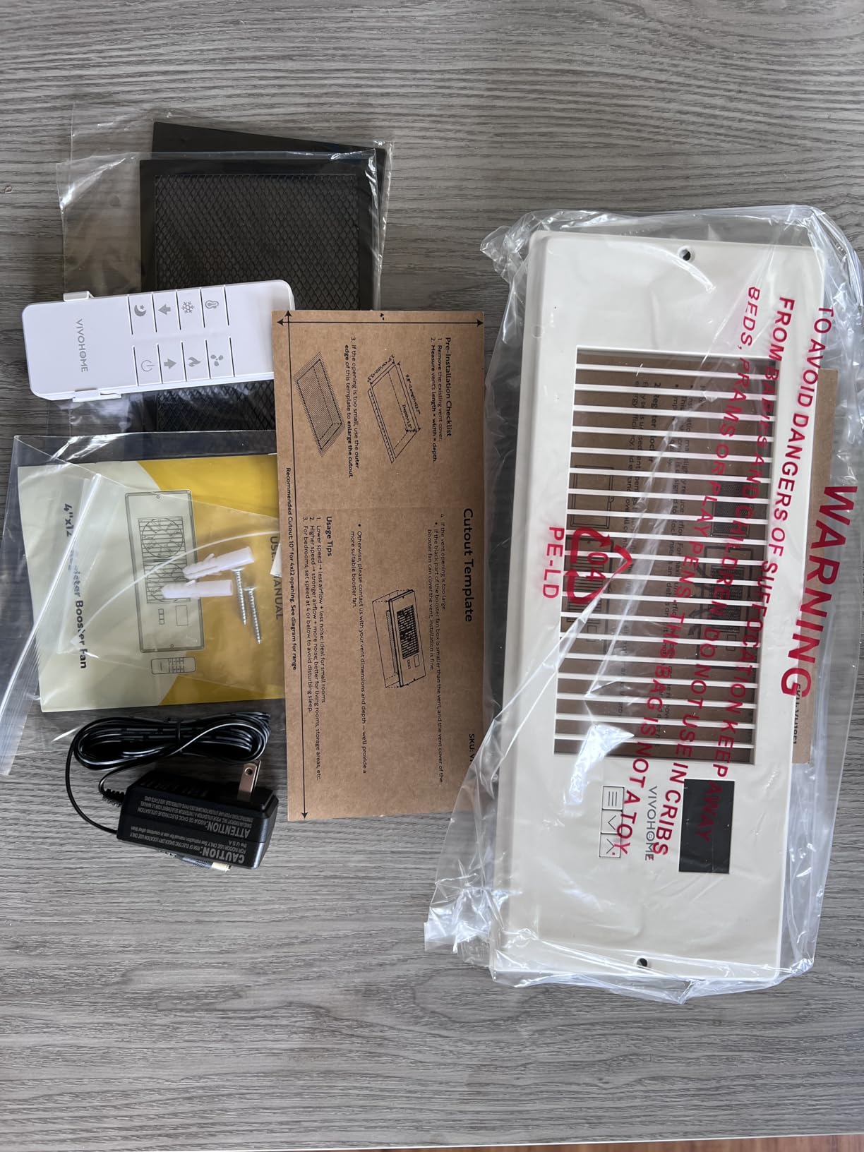 VIVOHOME Quiet Register Booster Fan with Opening 4
