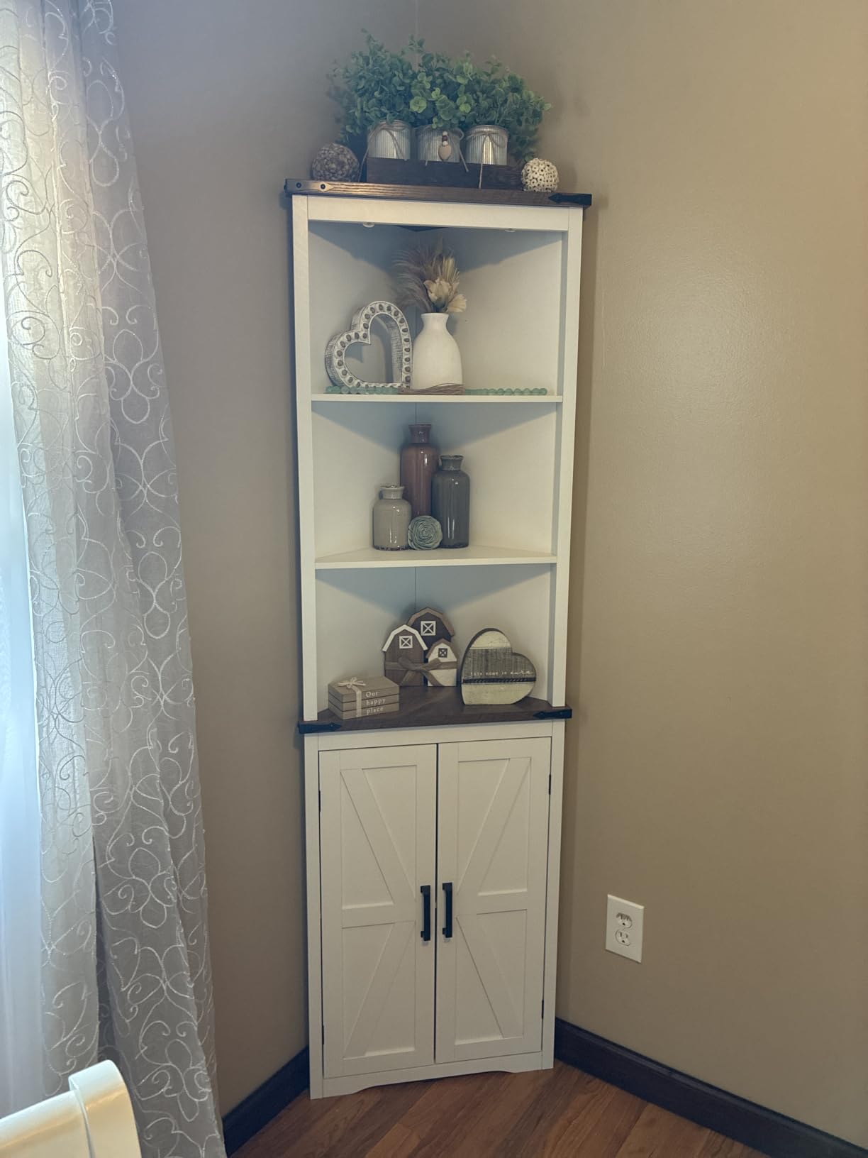 TEENFON Storage Cabinet, Pantry Cabinet with 2 Adjustable Shelves & Large Drawer, Kitchen Pantry Cabinet with 4 Doors, Bathroom Storage Cabinets, for Living Room, White customer photo 2