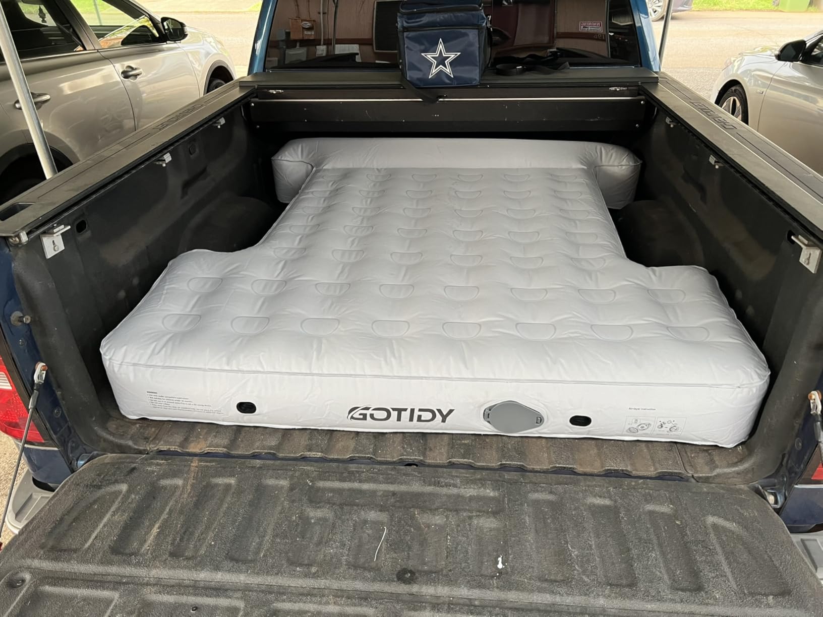 Comfortable Fabric Texture Truck Bed Mattress 5.5-5.8ft for Full-Size Pickup with extender, Truck Bed Air Mattress Customized for Tundra/ F150/ Silverado/ Ram1500, with Bult-in-Air Pump,Camping customer photo 1