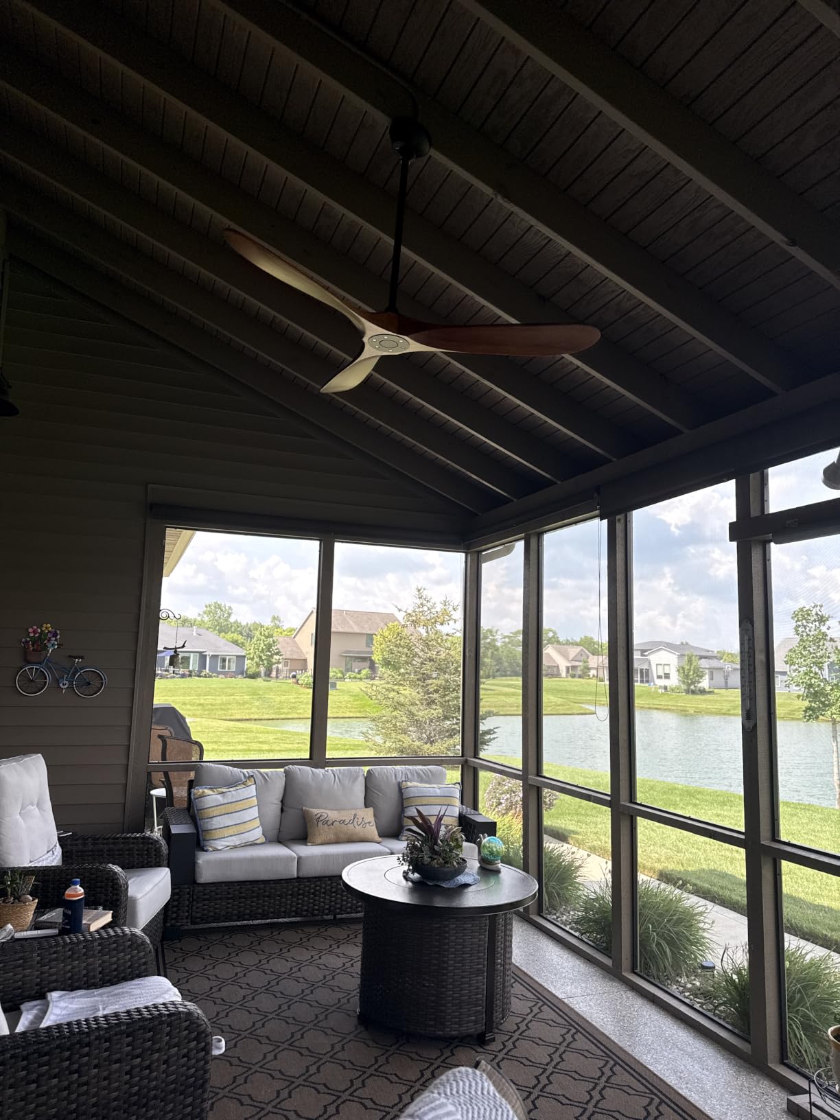 Outdoor Ceiling Fan No Light for Patios, 52 inch Ceiling Fans Without Lights with Smart App and Remote Control, Wet Rated 3 Blades Wood Propeller Modern Fan for Exterior Outside, High CFM, Walnut customer photo 1