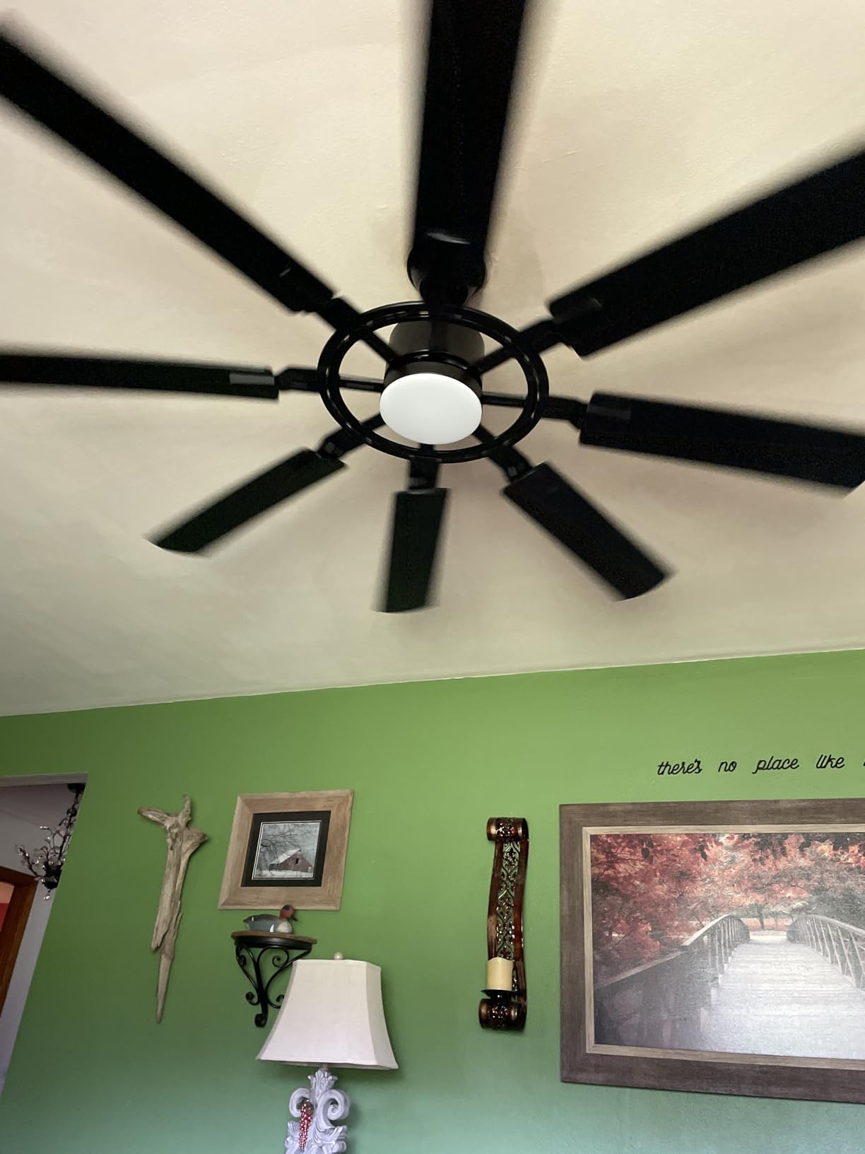 FUMLTP 84 inch Large Ceiling Fans No Lights with Remote Control,Black Modern Industrial Ceiling Fan for Garage Living Room Patio Farmhouse, 6 Speed Reversible Quiet DC Motor, Timer, 8 Blades. customer photo 2