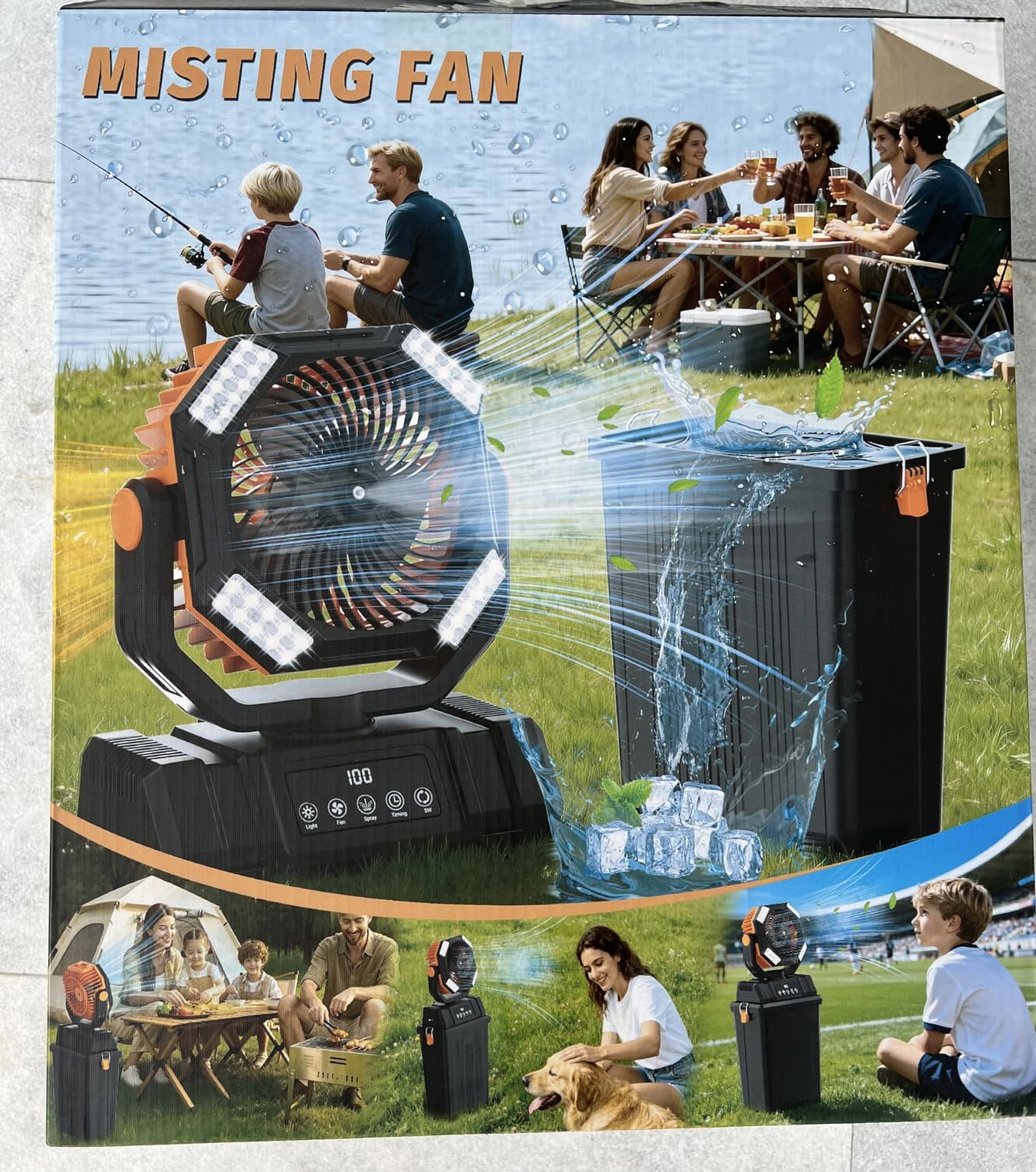 40000mAh Misting Fans for Outside, 15L Large Tank Portable Misting Fan, Battery Powered Outdoor Mister Fan with Remote & LED Light, Wide 270° Coverage for Camping Patio Backyard customer photo 2
