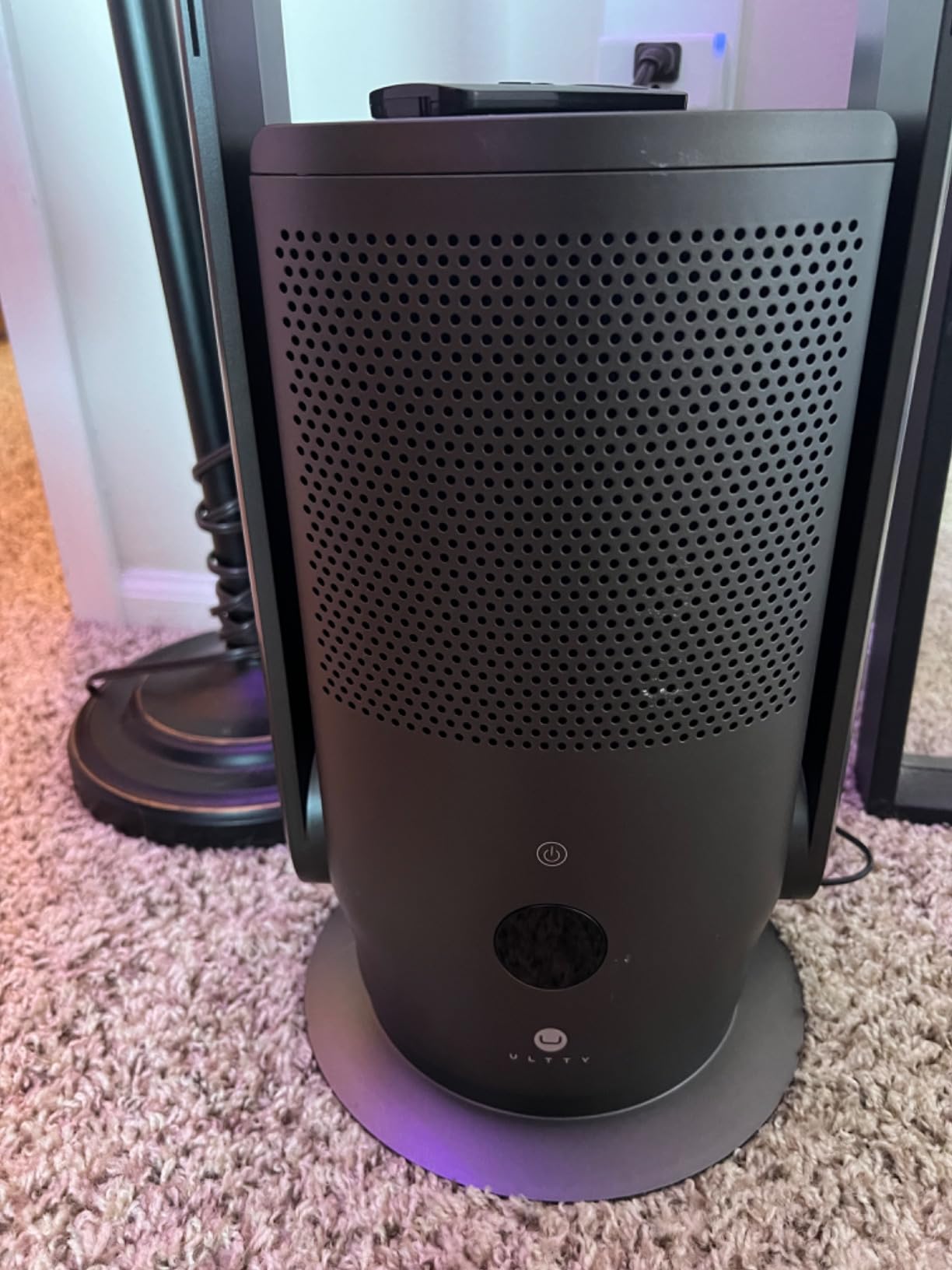 ULTTY Bladeless Tower Fan and Air Purifier Combo, Quiet Oscillating Fan with Remote & Touch Control, 9 Speeds, 8H Timer, HEPA Air Filter, Safe Floor Fan for Bedroom Home Office White, 23.5