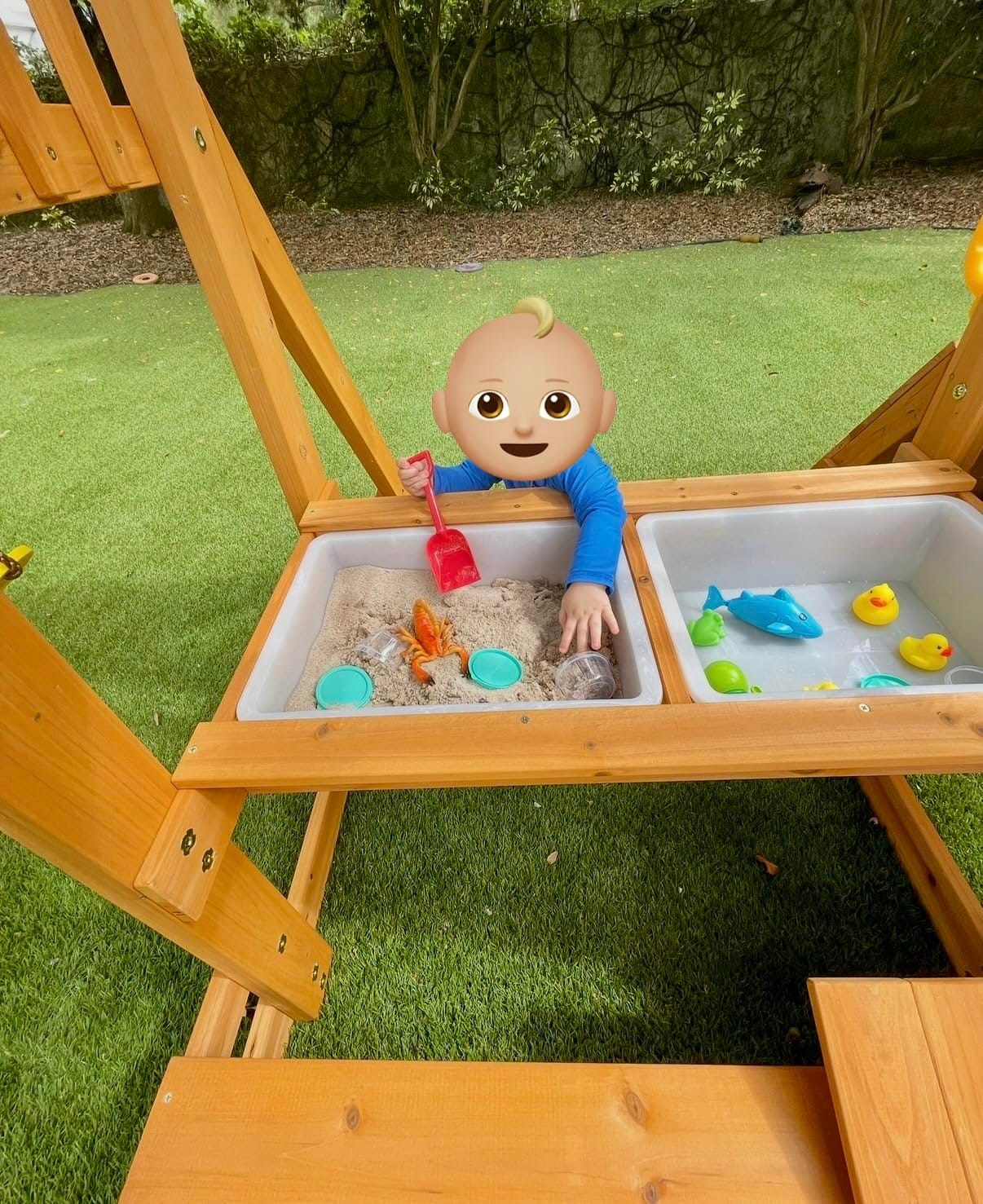 Wooden Swing Sets for Backyard with Monkey Bar, Outdoor Playset for Age 3-6 customer photo 1
