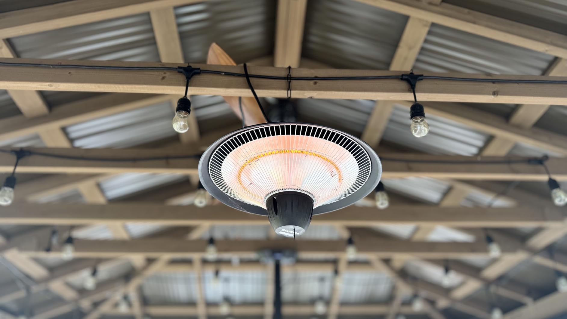 Patio Heater for Outdoor Use 1500W Electric Infrared Hanging Heater, Ceiling Mounted, Waterproof for Porch, Garage, Balcony, Overheat Protection Brown customer photo 2