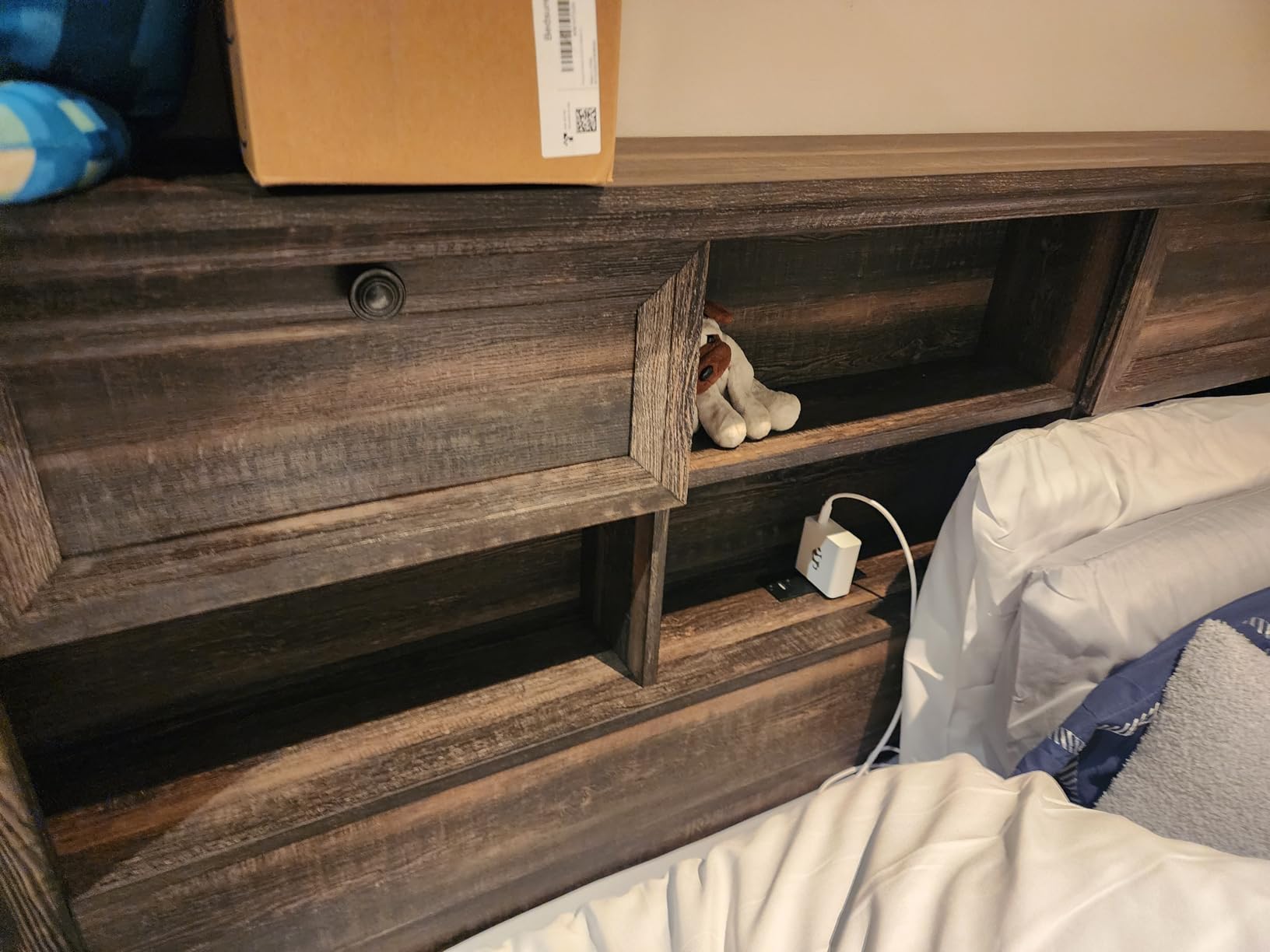 Queen Size Bed Frame 2 Drawer & 4 Storage Rack Headboard Charging Station customer photo 1