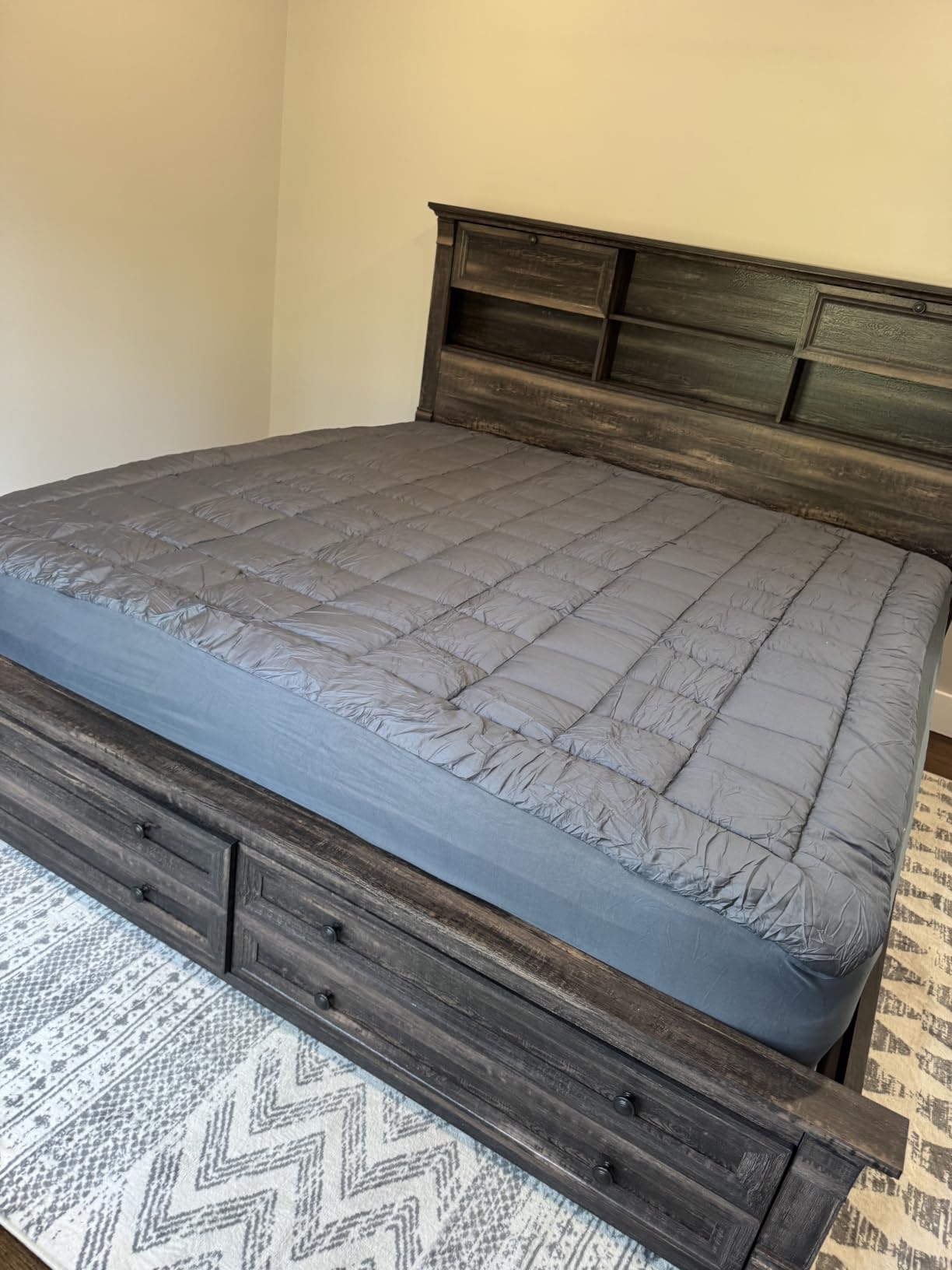 Queen Size Bed Frame 2 Drawer & 4 Storage Rack Headboard Charging Station customer photo 2