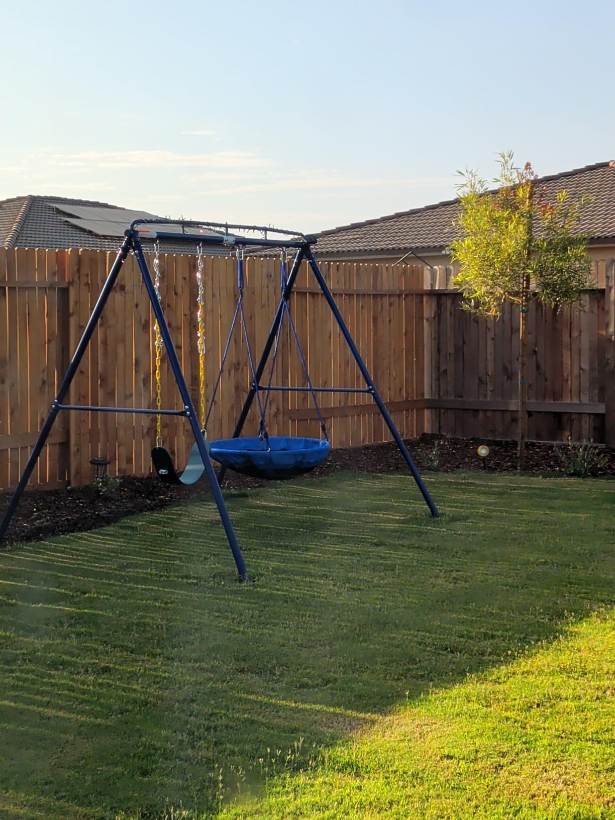 2-in-1 Swing Set with Double-Bar Steel Frame for Kids Garden Patio Outdoor customer photo 2