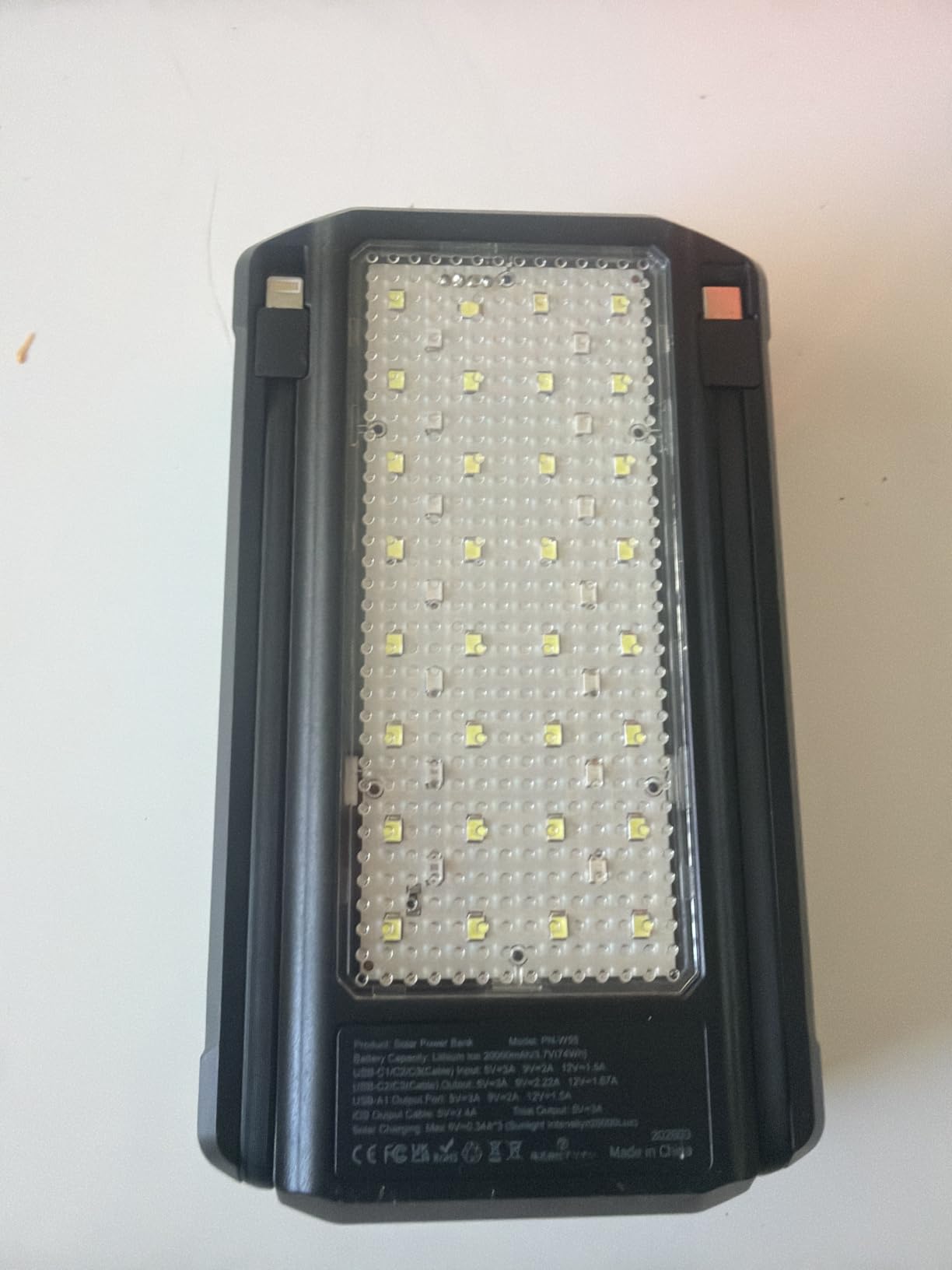 LATIMERIA Solar Power Bank with 3 Panels Portable Charger Built-in 2 Cables customer photo 2