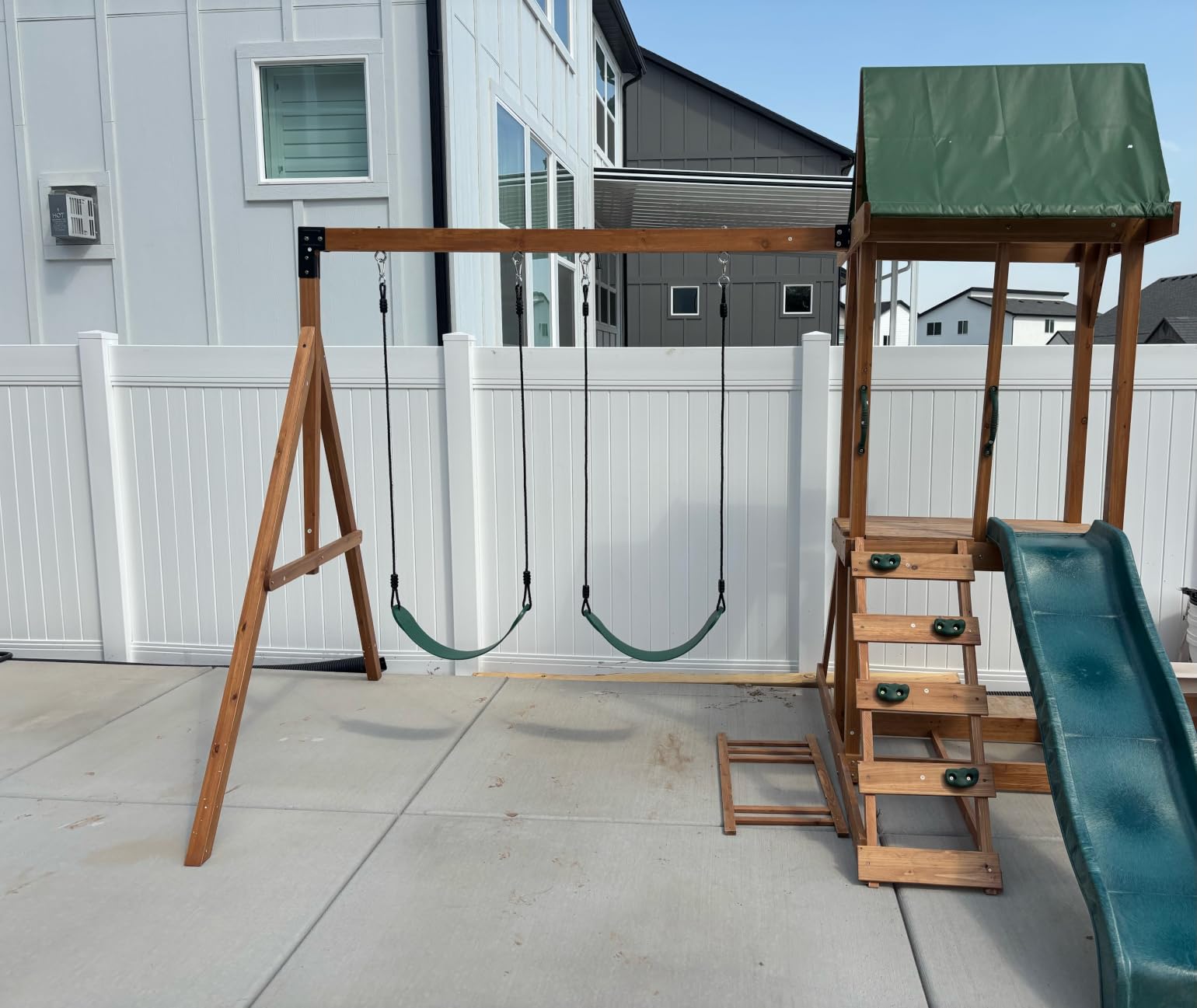 Wooden Swing Sets for Backyard, Outdoor Playset,Green customer photo 1