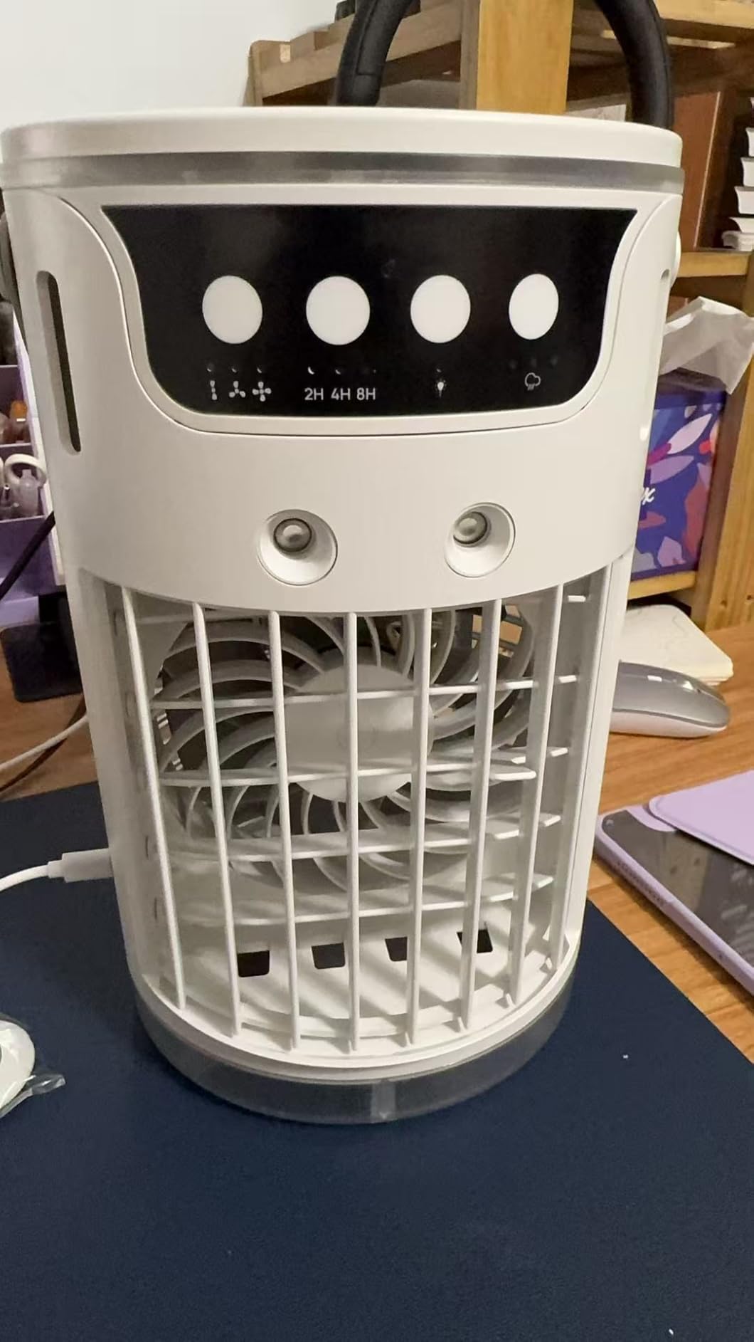 Portable Air Conditioners, Personal Evaporative Air Cooler 1200ML with Ice Cooling Mist Fans That Blow Cold Air Like AC Mini AC Unit for Bedroom, Home Office Desk and Car RV (Ivory White) customer photo 2