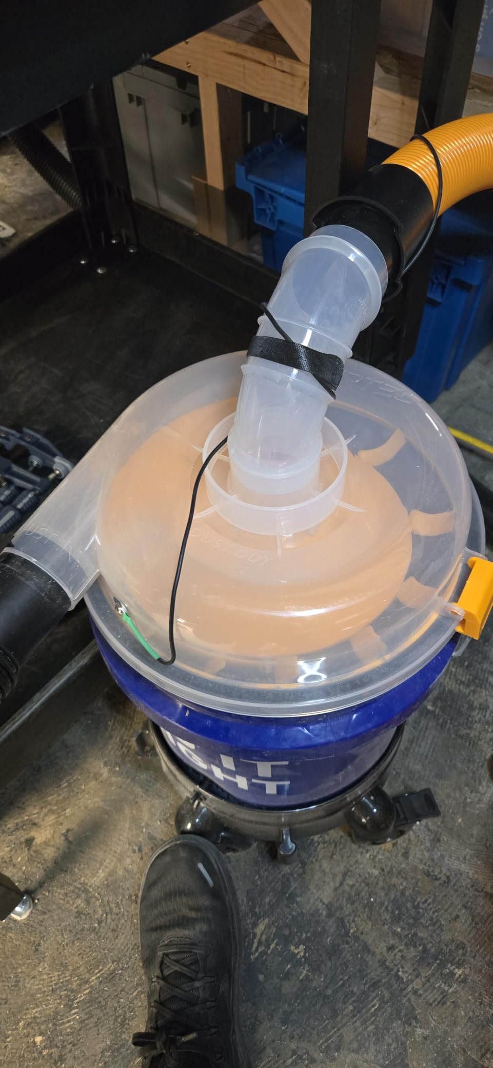 POWERTEC Low Profile Dust Separator for Shop Vac & Dust Collectors, Fits 5 Gallon Buckets, For 2-1/4