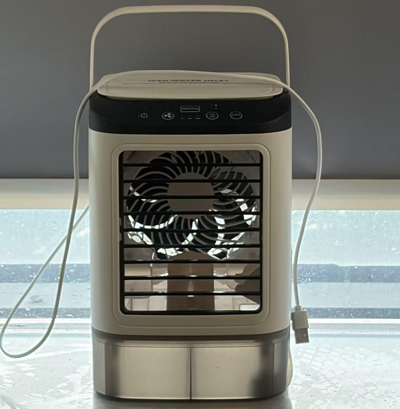 2026 New Portable Air Conditioners - 4-Speed Mini Air Cooler with Ice Pack/2 Mist Mode/900ML Tank/7 Colors LED Light-Tabletop Small AC Unit for Bedroom Office Desk Car Evaporative Personal Cooling Fan customer photo 1