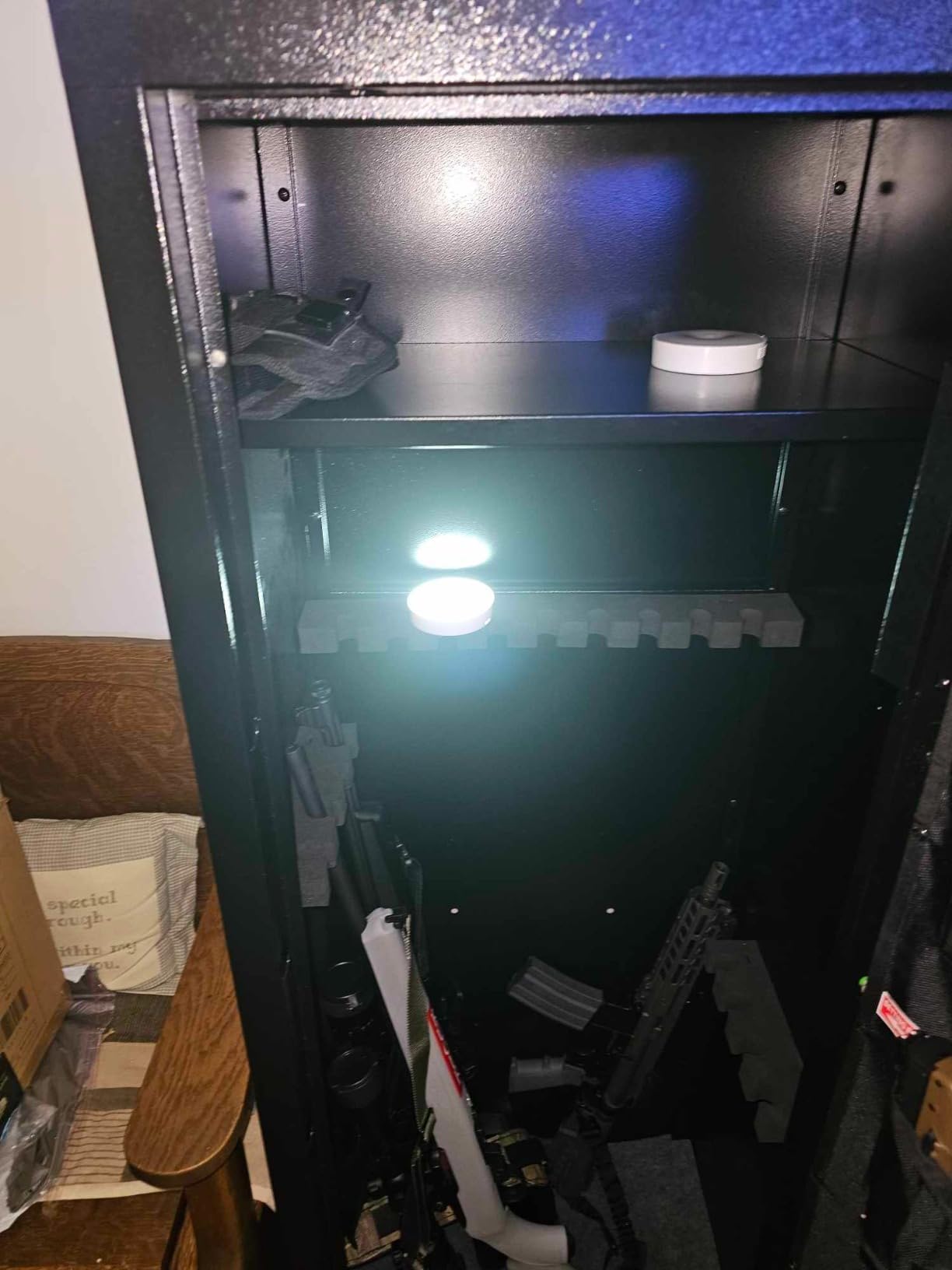 KAER Biometric Gun Safe for Rifles and Pistols, 12-15 Rifle Safe Quick Access (Fits Scoped Rifles) with 24/7 Burglar Alarm, Adjustable Shelves & Pistol Pockets, Gun Cabinet for Home, Office customer photo 2