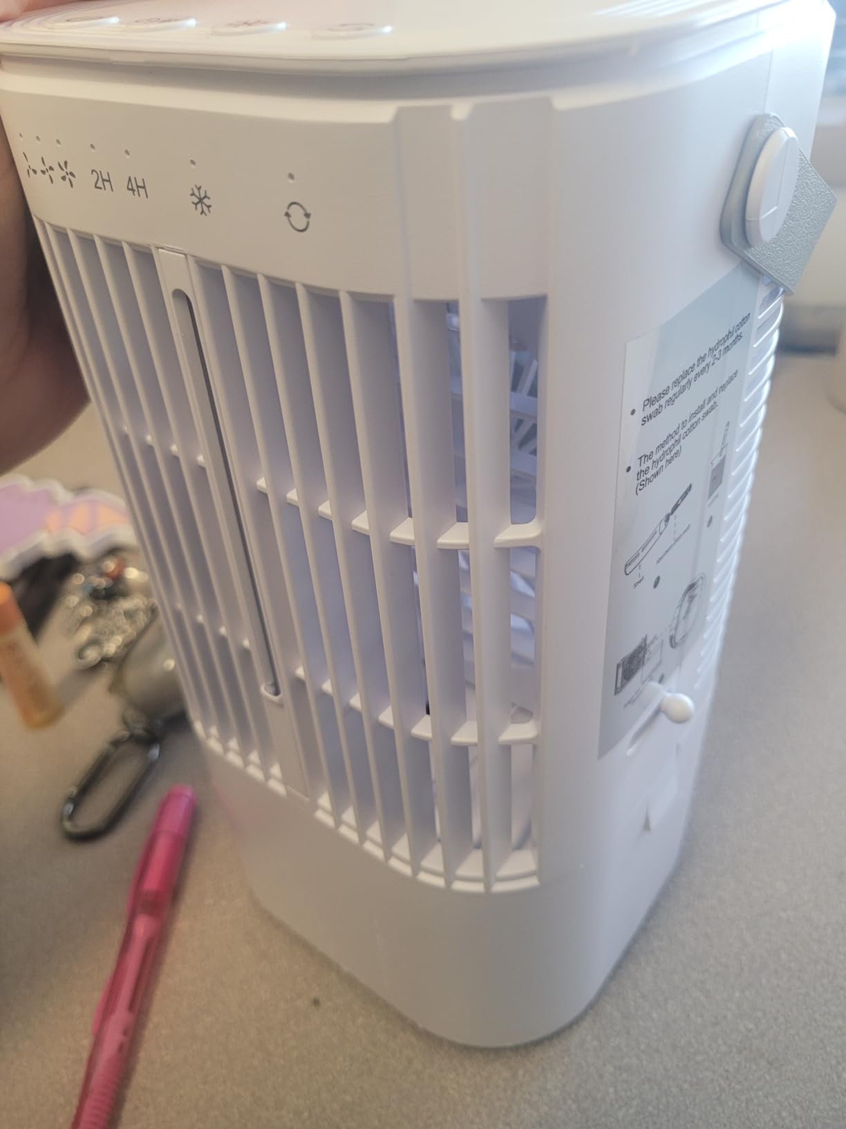 Portable Air Conditioners 4-in-1 Mini Air Conditioner Evaporative Air Cooler Portable AC with 1000ML Tank 3 Speeds 7-Color LED Small Air Conditioner with Timer for Bedroom Desktop Home Office White customer photo 1
