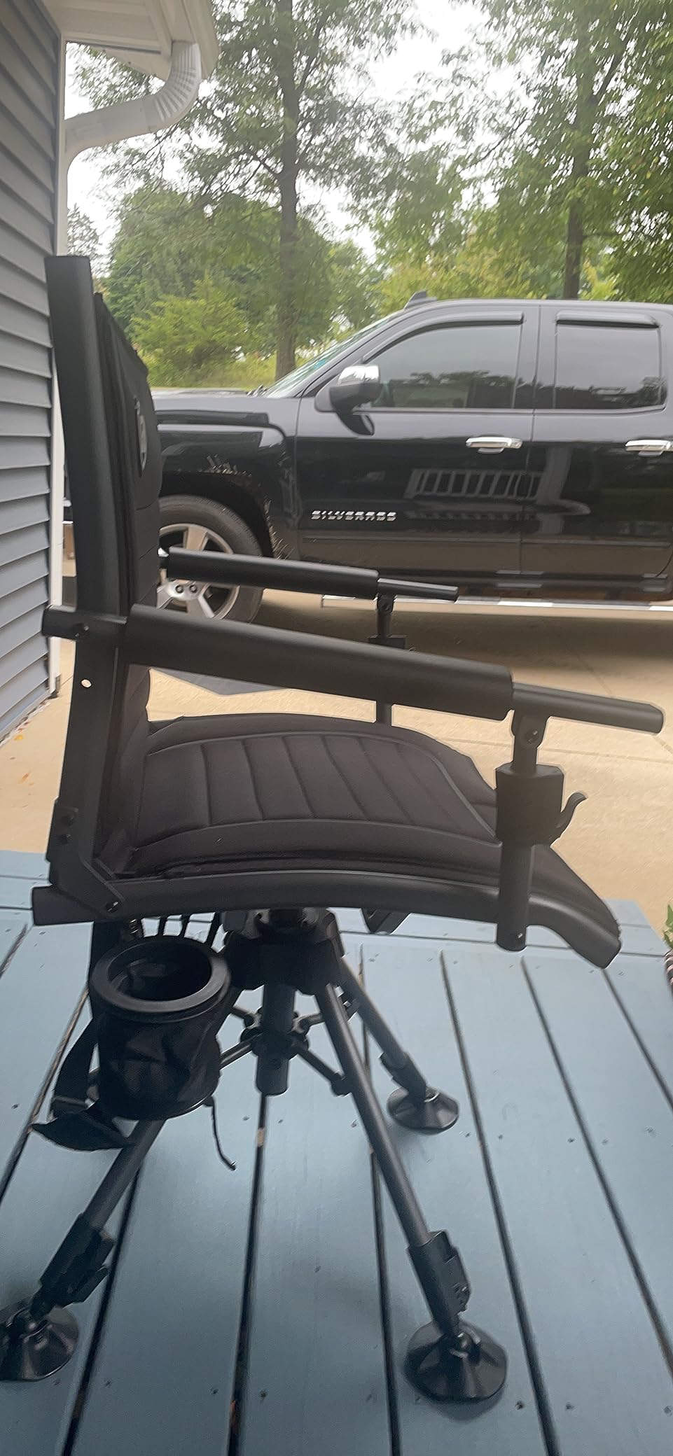 EVER ADVANCED 360° Silent Swivel Hunting Chair for Blinds, Adjustable Folding Hunting Seats with Armrests for Outdoor Activities, Fishing, Support 400lbs, Black customer photo 1
